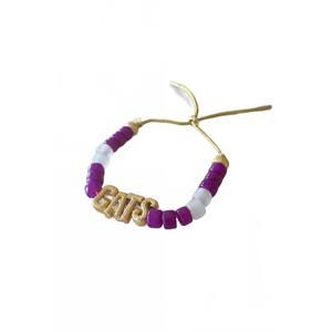 NEW LUCKY STAR JEWELS women's cats eye candy id bracelet in purple